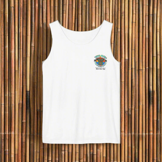 Tiki Bay Watersports - Tiki Beach, Tampa Bay Unisex Garment-Dyed Tank Top